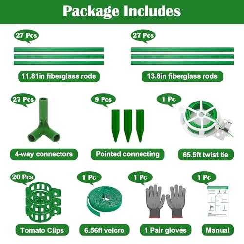 3 Packs Fiberglass Tomato Cages for Garden, 56 Inch Tall Tomato Plant Support, Adjustable Tomatoes Stakes Plant Climbing Trellis for Garden Vegetables Fruits, Tomatoes Support Cages with Clips - size: 3 Packs 56 Inches