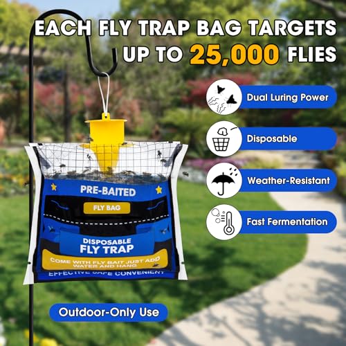 4 Pack Pre-Baited Fly Traps Outdoor Fly Bags for Patio Farm Ranch - size: 4 Packs