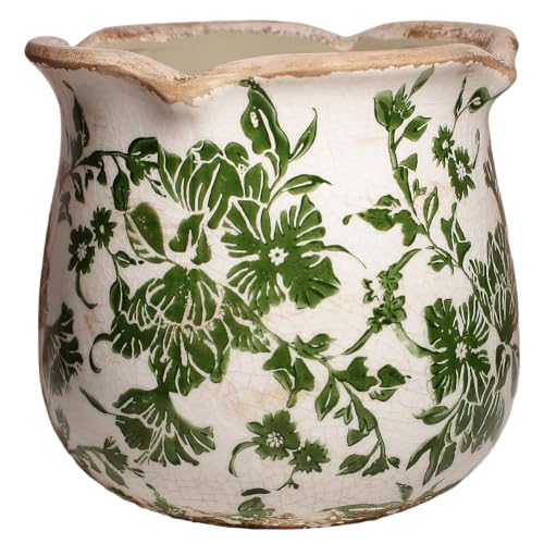 Xiaan Jiaju Tuscan Ceramic Plant Pots, Vintage Planter & Vase with Drainage - color: Green