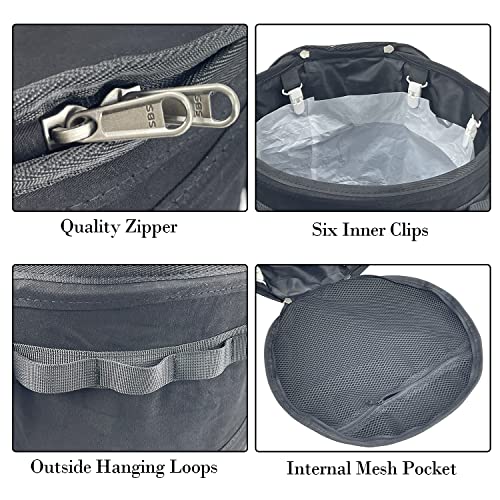 Sutekus Pop Up Storage Bin Collapsible Trash Can Recycle Container Reusable Utility Bag with Zippered Lid for Camping, Laundry, Garden (Black) - color: Black