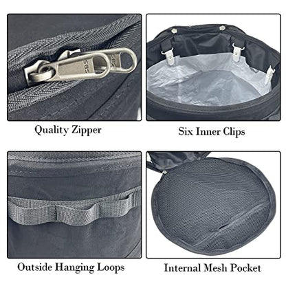 Sutekus Pop Up Storage Bin Collapsible Trash Can Recycle Container Reusable Utility Bag with Zippered Lid for Camping, Laundry, Garden (Black) - color: Black