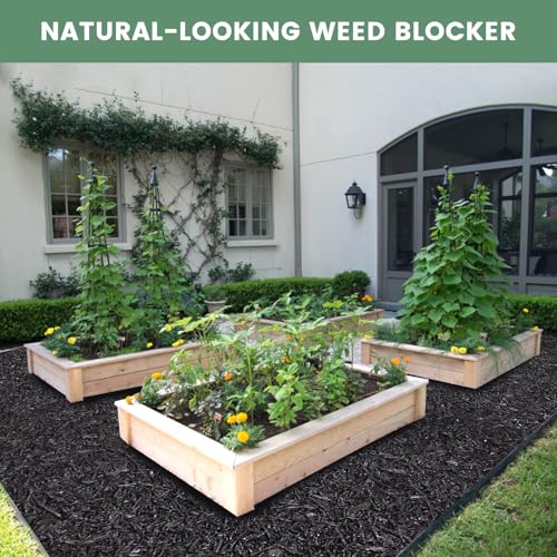 Sekcen Upgraded 2 Pack Rubber Mulch Roll Mat for Landscaping Recycled Rubber Walkway Black Permanent Mulch Pathway Playground 8' x 2'