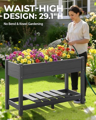 SERWALL Raised Garden Bed with Legs Set of 2-Gray - color: Gray, size: 2 pack