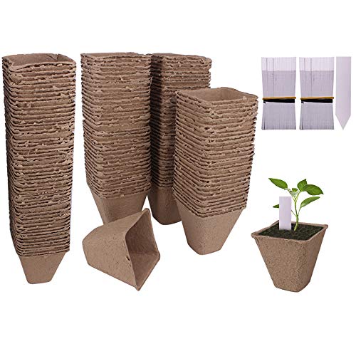 200 Pack 3.15" Square Biodegradable Peat Pots Plant Nursery Pots - size: Square(8cm) 200pack