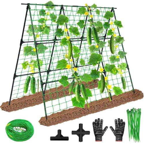 OTOSUNNY Cucumber Trellis for Raised Garden Bed, 50 x 48 in, Black - color: Black