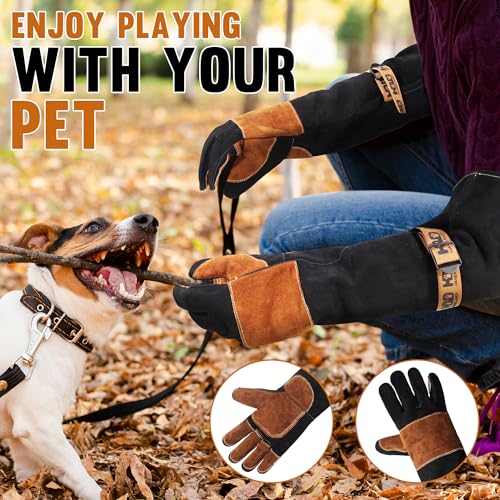 Animal Handing Gloves- Bite Proof, Puncture & Scratch Resistant for Safe Handling, Garden Gloves - color: Black-coffee, size: 24-inches