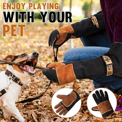 Animal Handing Gloves- Bite Proof, Puncture & Scratch Resistant for Safe Handling, Garden Gloves - color: Black-coffee, size: 24-inches