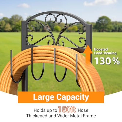 Garden Hose Holder for Outside - Freestanding Metal Water Hose Holder Stand Holds 151ft, Heavy Duty Garden Hose Storage Hanger Rack for Outdoor Yard Patio - size: 43 Inch