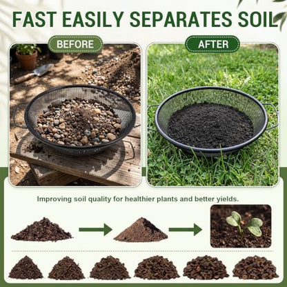 Rtteri 6 Pcs Soil Sifter for Gardening, Fits 5 Gallon Bucket, Black - color: Black