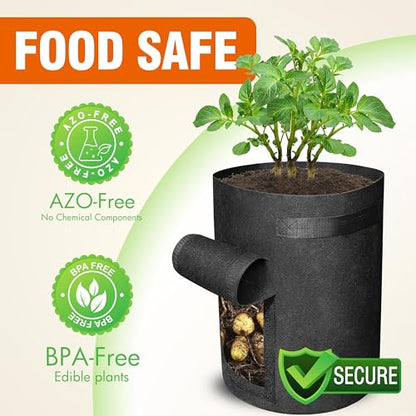 Gardzen 6 Pack BPA-Free 10 Gallon Vegetable Grow Bags