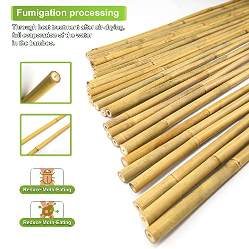 Jollybower 10pcs 1" D Thicker Heavy Duty Bamboo Stakes, 8FT Plant Stakes, Natural Garden Stakes for Tomato, Bean, Flowers,Trees Potted and Climbing Plant Support - size: 8Ft, Pack of 10