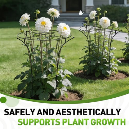 1 Pack Metal Peony Plant Support Cage, 32.2 x 19.2 Inch with Wide Top Ring