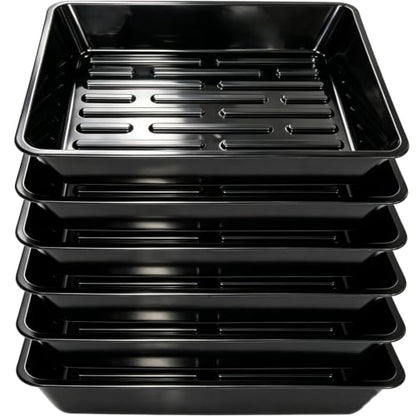 6 Pack 10" Square Plant Water Catcher Tray, Sturdy Plastic Saucer for Windowsill & Flower Pots, Black - color: Black, size: 10" - 6 Pack