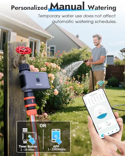 WiFi Sprinkler Timer, WiFi Water Timer for Garden, Smart Hose Timers with Hub Support 2.4GHz, App/Voice Control Work with Alexa & Google Assistant, Rain Delay & Manual Watering,for Yard Lawn Plant - size: WiFi Water Timer