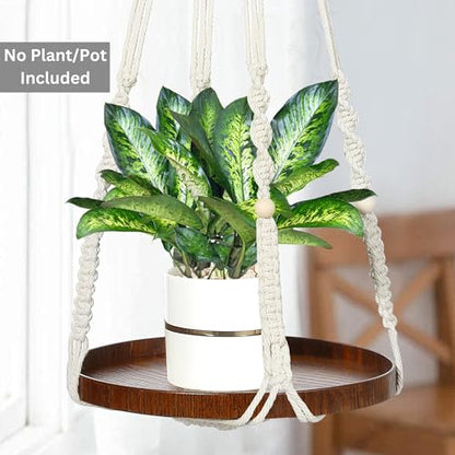 2 Pack Plant Hanger Indoor, Hanging Plant Shelf (12" + 10") - color: Beige, size: 2-Pack, 1-Tier
