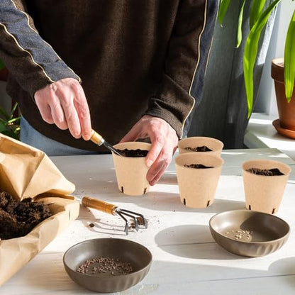 60PCS 4-Inch Biodegradable Peat Pots with Drainage Holes for Seedlings, Includes 20 Plant Labels, Perfect for Garden Germination & Nursery Use - size: 4 Inch