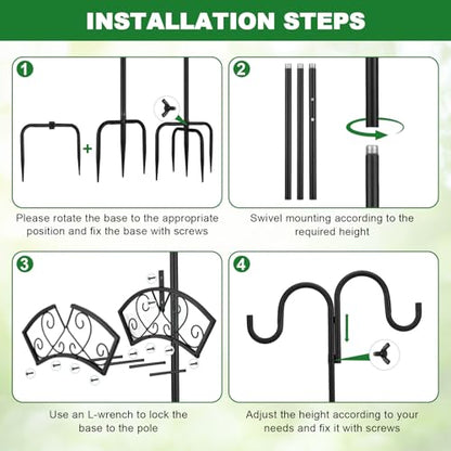 Garden Hose Holder, Freestanding Hose Stand for Outside, 150FT Hose Storage Organizer with 5-Prong Base and Shepherd Hooks for Garden Yard Patio