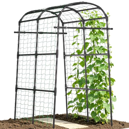 Garden Arch Trellis 71×43×83in PE Coated Metal Arbor for Outdoor Vines - size: 71"L x 43"W x 83"H