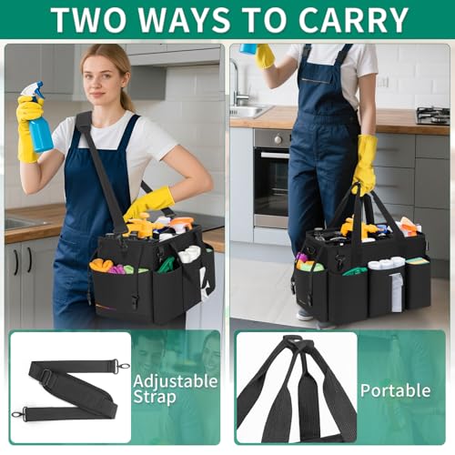 IBVIVIC Wearable Cleaning Caddy Bag, Cleaning Supplies Organizer, Black - color: Black
