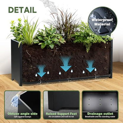 Metal Rectangular Planter Box 36"L x 15"W x 15"H Steel Black Planter Box - color: Black, size: 36"Lx15"Wx15"H