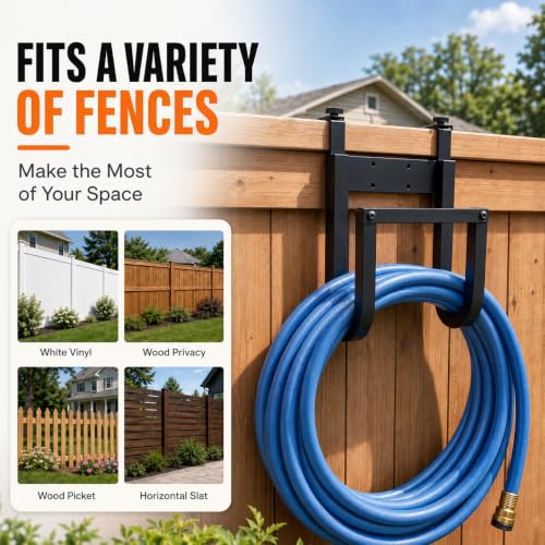 Fence Hose Hanger for Outside, Hanging No Drill Garden Hose Holder