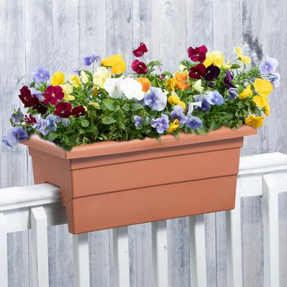 Root & Vessel Countryside Railing Planter Box, 24 Inch, Terra - color: Terra, size: 24 Inch