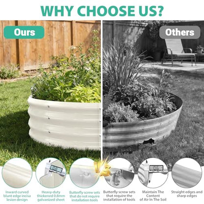 12 Inch Tall 36 Inch Diameter Round White Raised Garden Bed Kits Outdoor - color: Cream White, size: 36 Dia X 12 inches