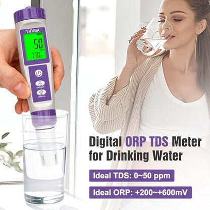 YINMIK Hydrogen Water Tester pH TDS Meter ORP Tester with Cleaning Solution
