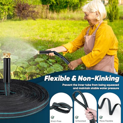 CXEZSIK Garden Hose 50ft Lightweight Non-Expanding No-Knot(Black Lake Blue) - color: Black Lake Blue, size: 50FT