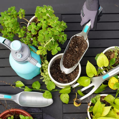 GOODSMANN Garden Tools Set, 3 Piece All One Piece Die-Cast Aluminum Gardening Kit, Hand Trowel, Marker Measurements Transplanter and Cultivator Garden Hand Shovel for Digging Weeding Planting