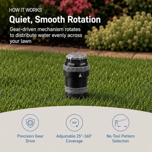 Orbit H2O-Six Gear-Drive Sprinkler on Metal T-Post Fence - style: 2026 New T-Post
