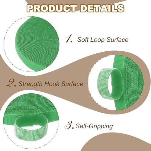 PATIKIL 0.4" x33FT Hook and Loop Tape Double-Sided Nylon Strips Green - color: Green, size: 0.4"x33FT