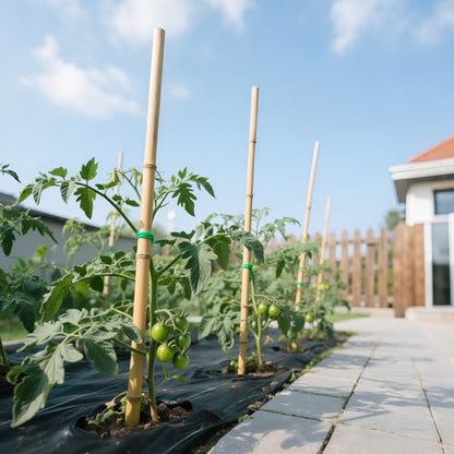 36 Pcs Plant Stakes, 16 Inches Natural Garden Bamboo Sticks, Plant Support Stakes for Indoor & Outdoor Plants, Orchid Tomato Vegetable Stakes for Garden