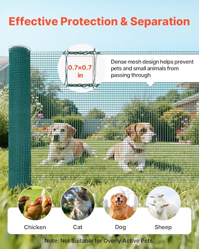 VEVOR Temporary Fence with Posts, 3 x 98.4 FT Plastic Mesh Fencing, Garden Safety Fences Netting with Double-Spike Stakes & Guy Ropes, Temporary Fence for Dogs, Chickens, Plants, Outdoor Yards - size: 36in*98ft