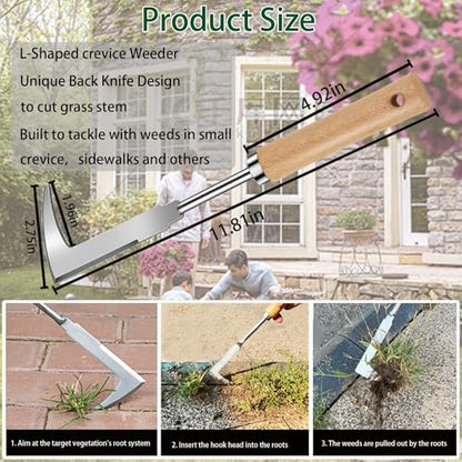 Weed Puller Tool,Crack Weeder Tool, Stainless Steel Crevice Weeding Digger Tool, Paving Brick Moss Removal,6 Teethes Dual Purpose Hand Weeder Tool for Yard Garden, Lawn Edger and Driveway(3 Pcs)