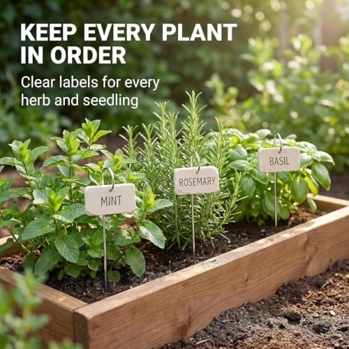 20Pcs Silver Planter Plant Label Hooks Garden Markers Stake Plant Label Holder Plants Label Hanger Garden Plant Sign Stake Rustproof Deformed Gardens Plant Sign Hooks Hanging Rods for Flower (20cm)