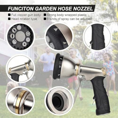 Garden Hose Nozzles,9 Spray Patterns Heavy Duty Metal Hose Sprayer Nozzle - color: Gray