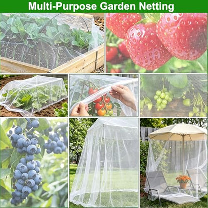 Garden Netting Pest Barrier 4x25FT Ultra Fine Insect Netting for Garden Raised Beds, Plant Net Mesh Cover for Garden Protection, Bird Bug Net, Greenhouse Row Cover Nets for Vegetables Fruits Flowers