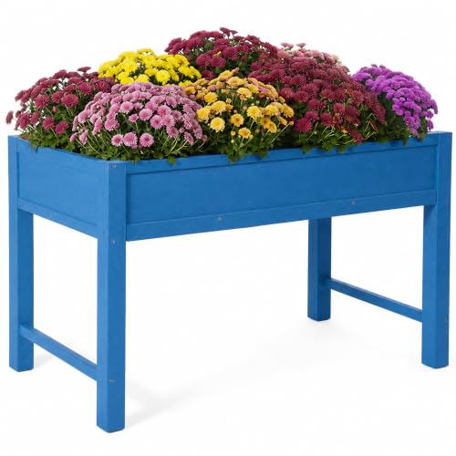 PASAMIC Raised Garden Bed with Legs, 48" HIPS Sturdy Elevated Planter Box - color: Blue, size: 48x24x30in
