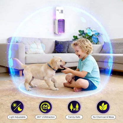 Upgraded Fruit Fly Traps for Indoors, Flying Insect Trap for Fruit Flies, Gnats, Plug in Bug Zapper Indoor with Dual-UV Lights & Trapping, Electric Grid & Glue Traps - size: 1 Device 5 Glue Boards