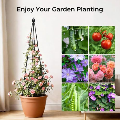 2 Pack Garden Trellis for Climbing Plants Outdoor,68" Tall Cucumber Trellis Garden Obelisk Trellis Rustproof Plants Support with Adjustable Heights for Indoor Potted Plants, Vines, Vegetables - style: Flame-shaped(2Pack)