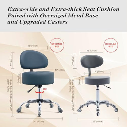Ergonomic Rolling Drafting Stool with Backrest Lumbar Support - color: Blue, style: Stylish