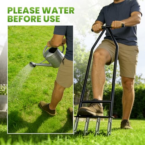 Aerator Lawn Tool,Stainless Steel Core Aerator Lawn Tool with 4 Hollow Tine