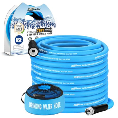 RV Water Hose 75FT, NSF 372 Certified Drinking Water Hose, Blue - size: 75FT