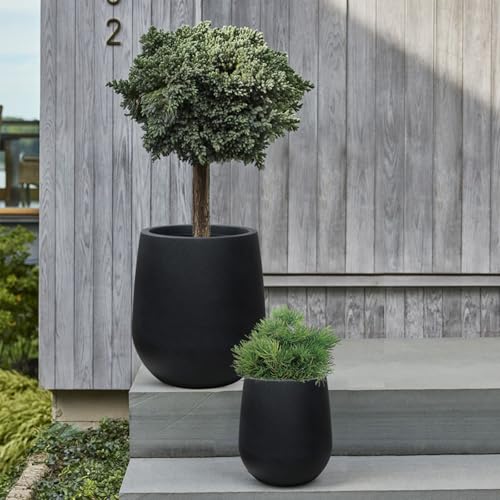 16.9" H Large Tall Plastic Black Planter w/ Drainage Holes and Plug - color: Black, size: 16.93"