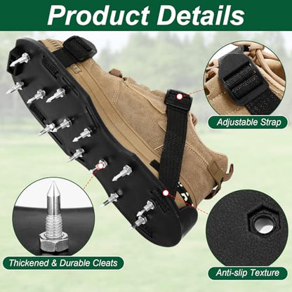 10 Pair Epoxy Floor Spiked Shoes with 3/4 Inch Short Spike Concrete Spiked Universal Size 7-12 Epoxy Concrete Floor Shoes for Flooring Garage Cement Ground Garden Lawn, Black