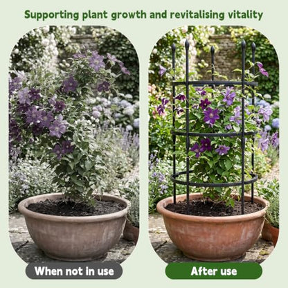 3-Plant Support, 19.6 inches in Diameter × 39 inches high; Plant Support for Peonies; Stackable Metal core Poles with PVC Coating; Garden Support Frames for Plants Such as Tomatoes and Peonies