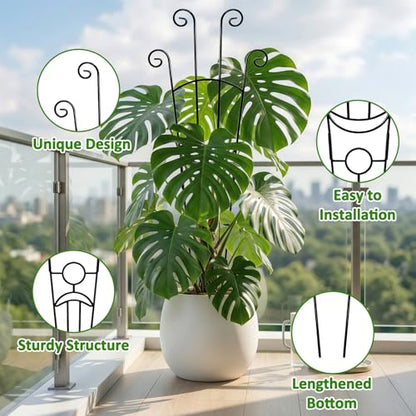 Monstera Plant Support - 4-Pack of 32.6" Tall Plant Trellis Stakes for Large Indoor Vines | Adjustable Dual Pole Frame for Monstera Deliciosa & Potted Plants - size: 4-Pack Plant Support