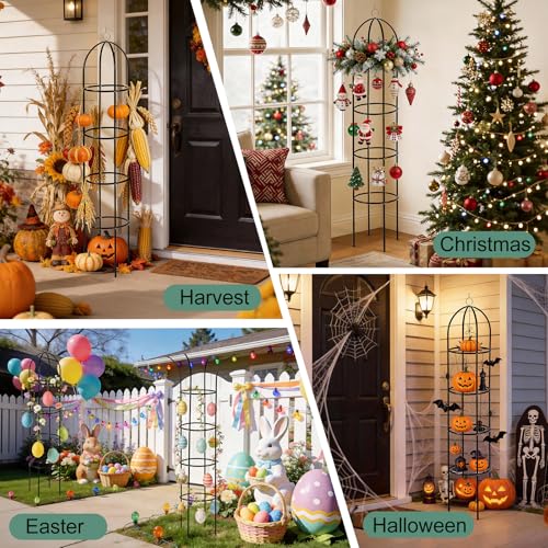 100% Metal Obelisk Garden Trellis 6.6 Feet Tall Sturdy Plant Support - size: 1PC