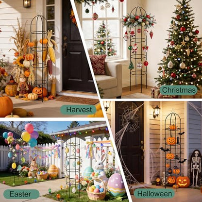 100% Metal Obelisk Garden Trellis 6.6 Feet Tall Sturdy Plant Support - size: 1PC